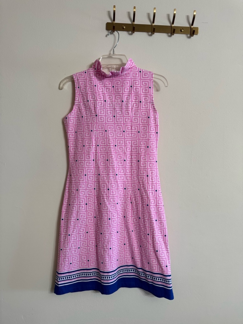 Barbara Erickson Womens S Ruffle V Neck Sleeveless Pink Blue Dress Resort Beach - Picture 4 of 4